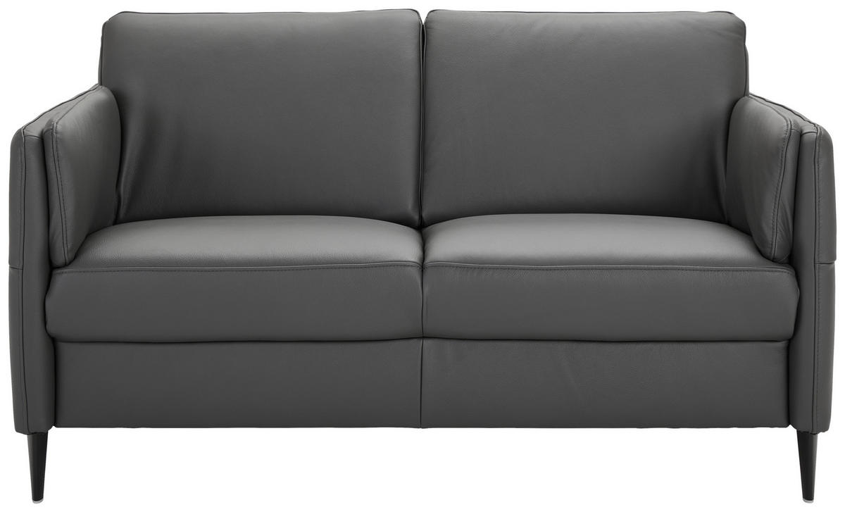 2,5-SITZER in Echtleder Anthrazit, Schwarz  - Anthrazit/Schwarz, Design, Leder/Metall (164/84/99cm) - Dieter Knoll