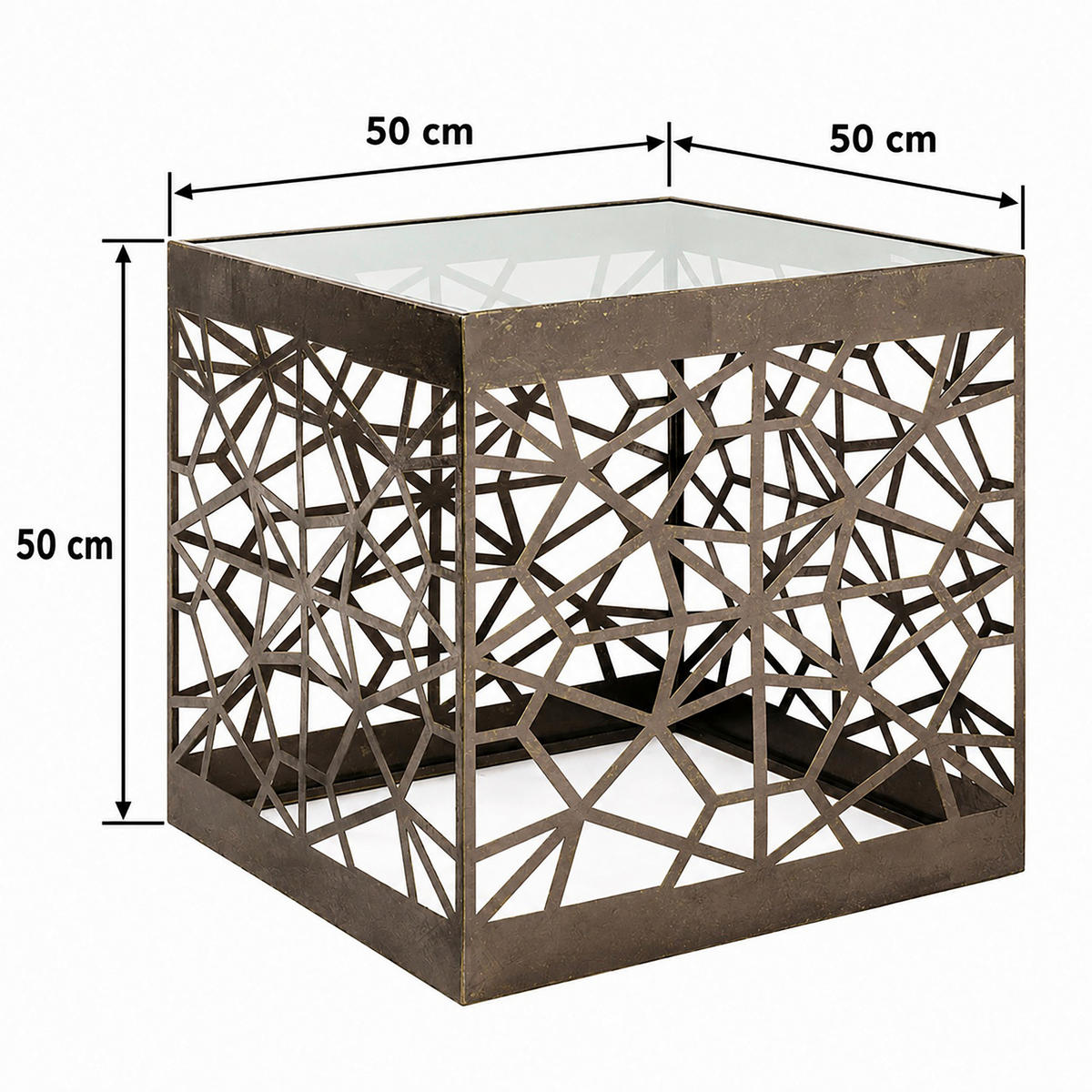 BEISTELLTISCH 50/50/50 cm Bronzefarben  - Bronzefarben, Design, Glas/Metall (50/50/50cm)