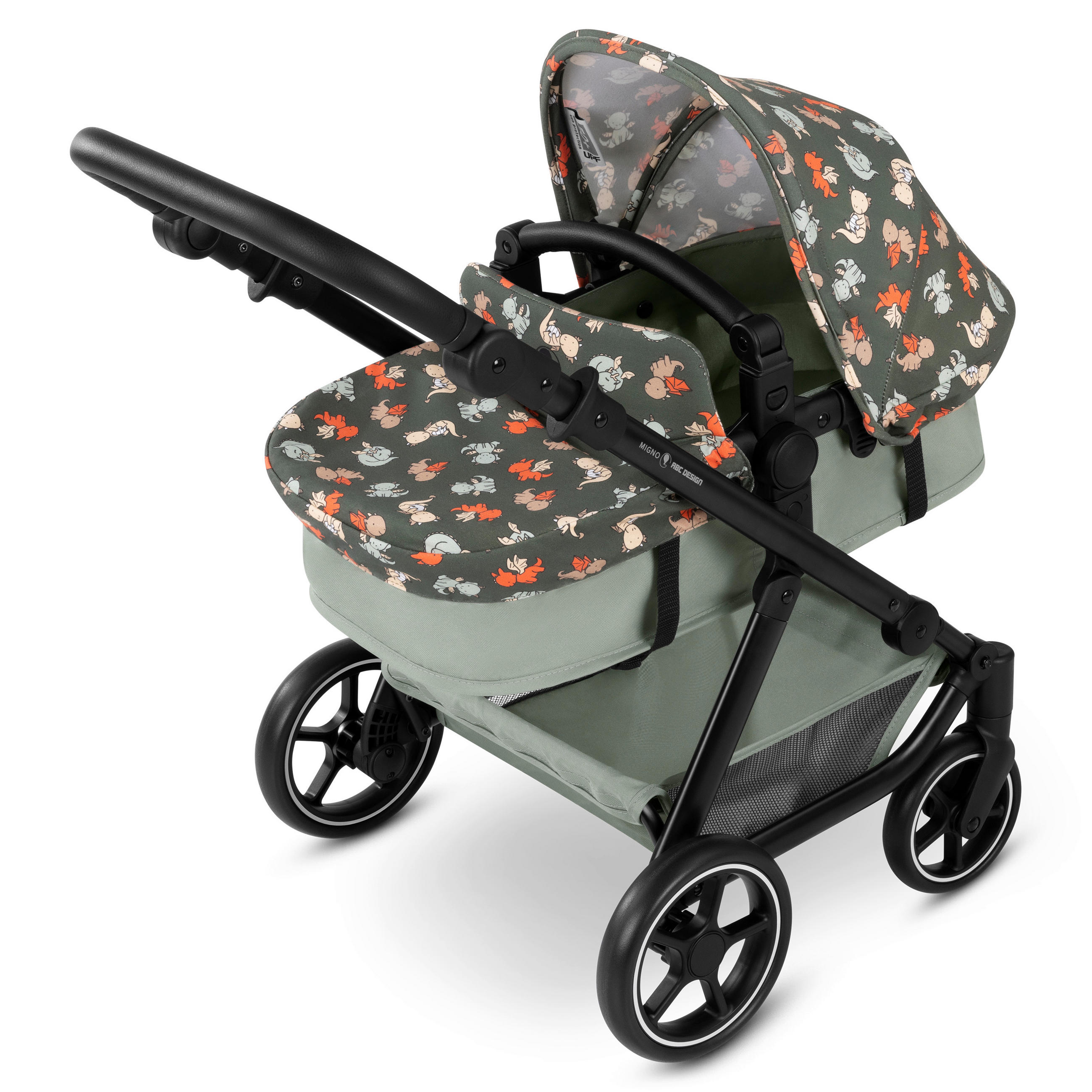 ABC Design Puppenwagen Migno Mehrfarbig, Olivgrün 45x67x62 cm