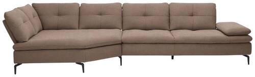 ECKSOFA in Flachgewebe Graubraun  - Graubraun/Schwarz, Design, Textil/Metall (157/344cm) - Chilliano