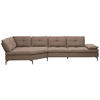 ECKSOFA in Flachgewebe Graubraun  157/344 cm  - Graubraun/Schwarz, Design, Textil/Metall (157/344cm) - Chilliano
