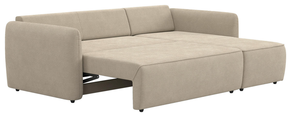 ECKSOFA Cord Hellbraun  - Hellbraun/Schwarz, Trend, Kunststoff/Textil (239/170cm) - MID.YOU