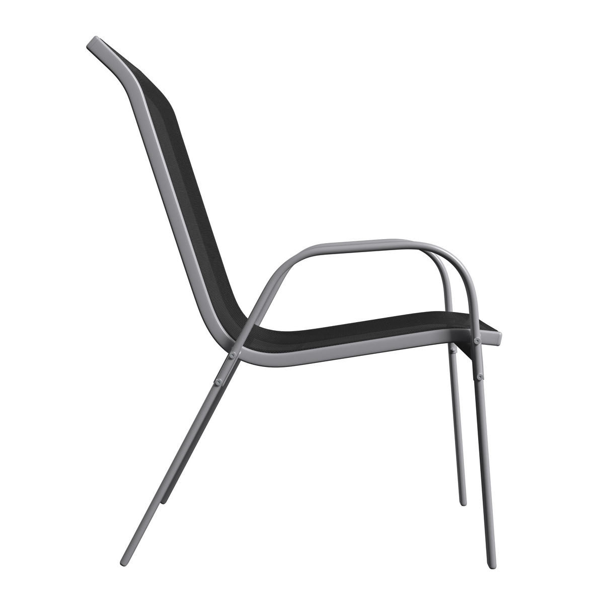 GARTENSESSEL-SET Eisen Schwarz, Silberfarben  - Silberfarben/Schwarz, MODERN, Textil/Metall (54/94/73cm) - Ambia Garden