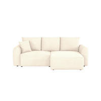 ECKSOFA in Cord Creme  - Creme/Schwarz, Design, Kunststoff/Textil (250/151cm) - MID.YOU