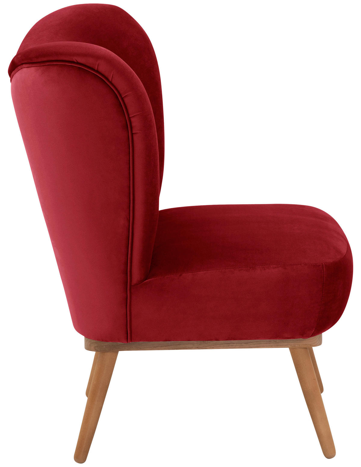 SESSEL in Samt, Velours Rot  - Rot/Erlefarben, Design, Holz/Textil (74/72/90cm) - Max Winzer