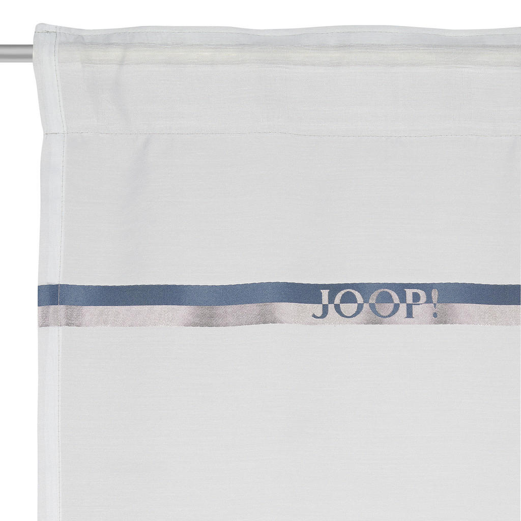Thumbnail - Joop! Fertigvorhang J-Logo Stripes, Silber, Weiß, Hellblau, Textil, Streifen, 130x250 cm, für Stange und Schiene geeigne...