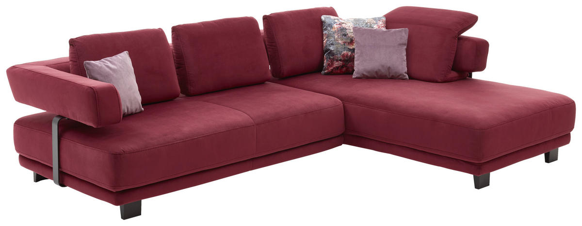 ECKSOFA Beere Chenille  - Beere/Schwarz, Natur, Textil/Metall (297/214cm) - Valdera