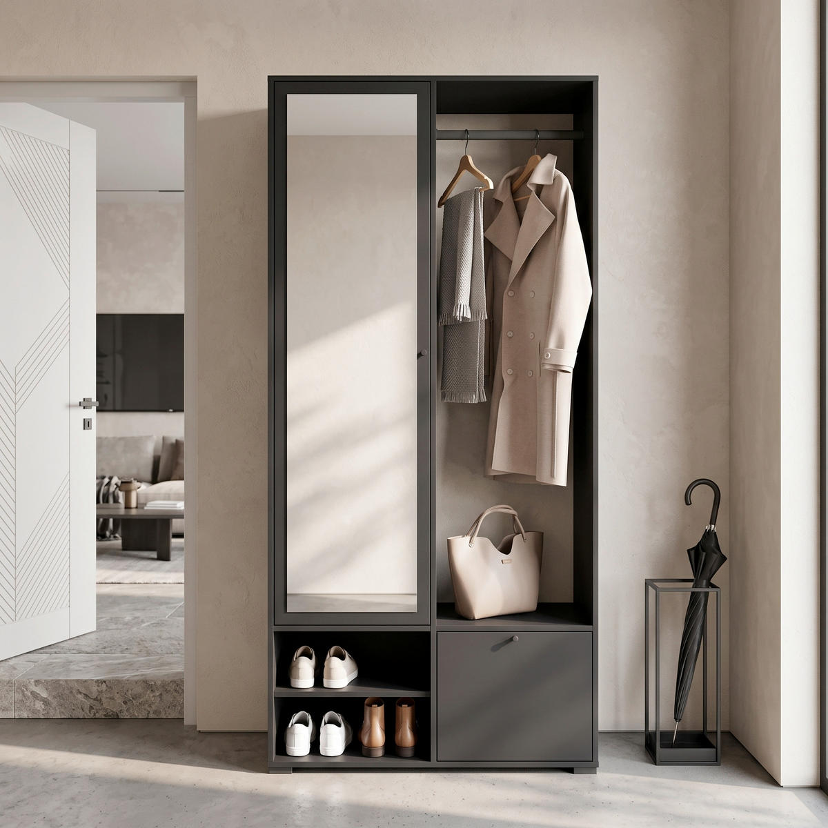 PREDSOBA črna - črna, Trend, leseni material (90/190/33cm) - P & B