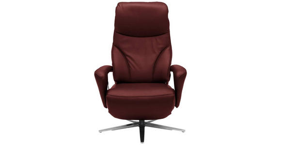 RELAXSESSEL in Leder Brombeere - Edelstahlfarben/Brombeere, Design, Leder/Metall (75/106/88cm) - Dieter Knoll