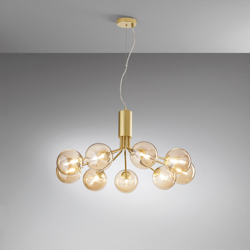 Thumbnail - Hängeleuchte Luce Ambiente e Design, Gold, Champagner, Metall, Glas, rund,rund, 161 cm, mit Pendel, Lampen & Leuchten, I...
