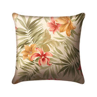 OUTDOOR-KISSEN in Grün, Orange, Rot, Weiß Blume 45/45 cm  - Rot/Orange, Basics, Textil (45/45cm)