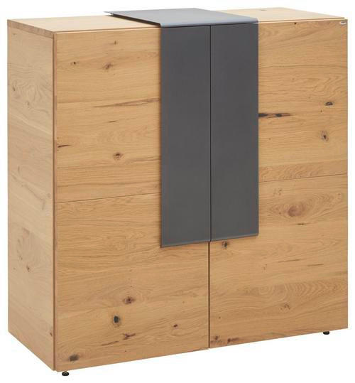 SCHUHSCHRANK Wildeiche furniert, mehrschichtige Massivholzplatte (Tischlerplatte) Anthrazit, Eichefarben - Eichefarben/Anthrazit, Natur, Holz/Metall (96,2/99,2/43,5cm) - Voglauer