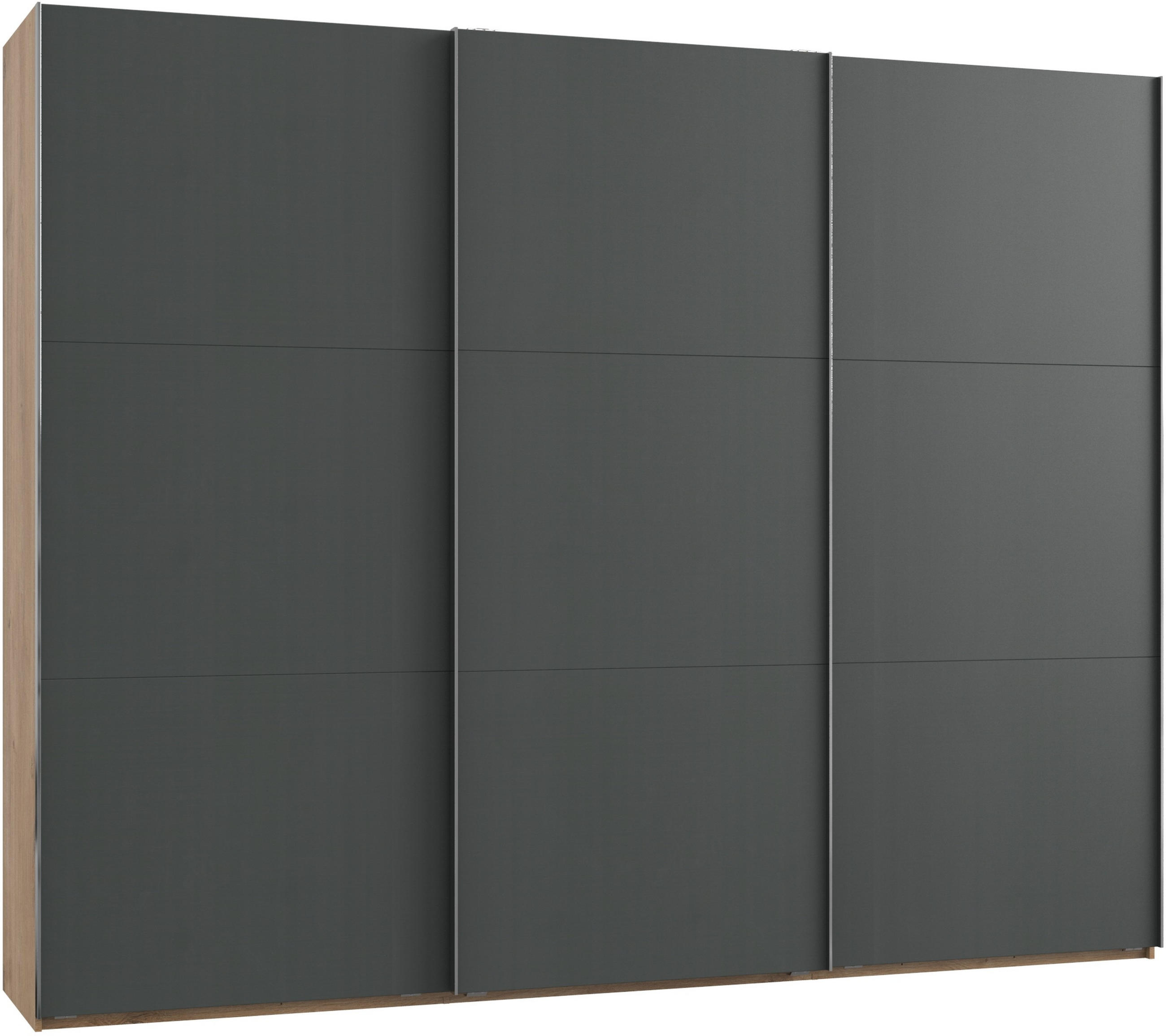 SCHWEBETÜRENSCHRANK 300/236/65 cm 3-türig Graphitfarben, Eichefarben  - Eichefarben/Graphitfarben, MODERN, Holzwerkstoff (300/236/65cm) - MID.YOU