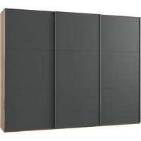 SCHWEBETÜRENSCHRANK in Graphitfarben, Eichefarben  - Eichefarben/Graphitfarben, Modern, Holzwerkstoff (300/236/65cm) - MID.YOU
