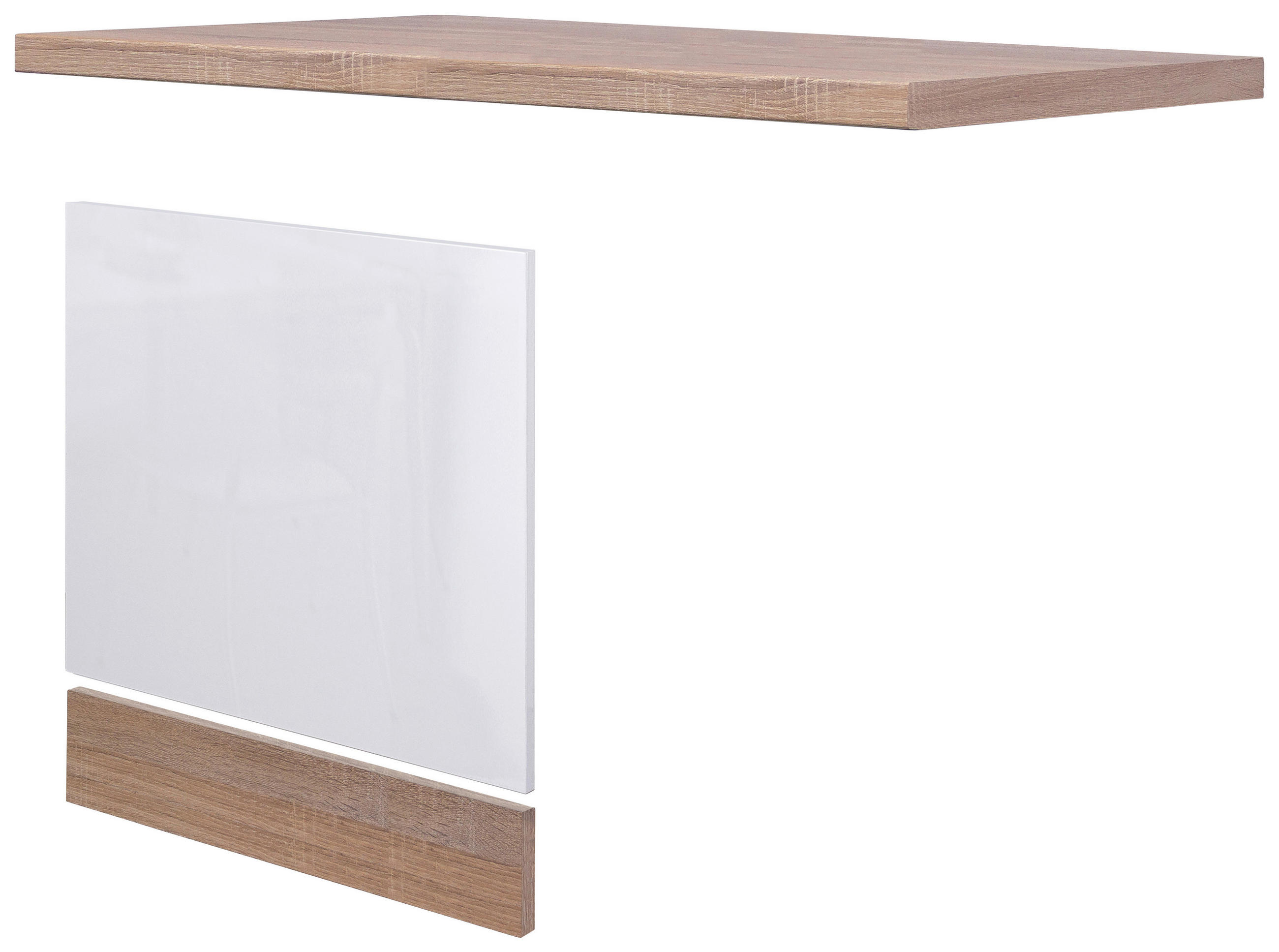 GESCHIRRSPÜLERFRONT 110/86/60 cm  in Sonoma Eiche, Weiß Hochglanz  - Weiß Hochglanz/Sonoma Eiche, MODERN, Holzwerkstoff (110/86/60cm) - FlexWell