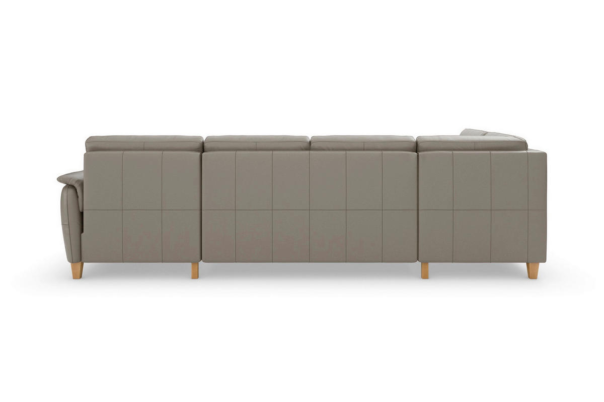 WOHNLANDSCHAFT PALMERA E in Echtleder Grau  - Eichefarben/Grau, Basics, Leder/Holz (212/308/163cm) - Sit & More