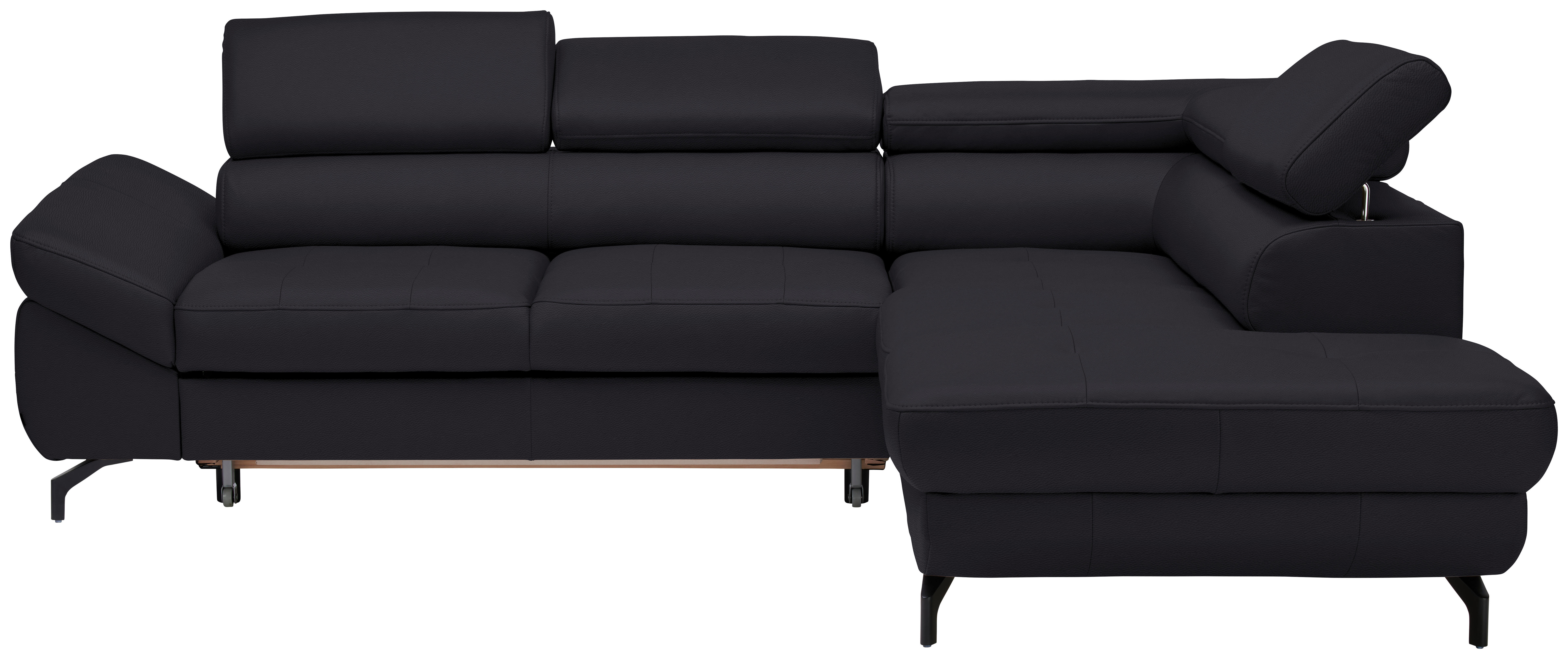 ECKSOFA in Echtleder Dunkelbraun  - Dunkelbraun/Schwarz, Design, Leder/Metall (270/220cm) - Novel