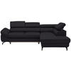 ECKSOFA in Echtleder Dunkelbraun  - Dunkelbraun/Schwarz, Design, Leder/Metall (270/220cm) - Novel