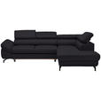 ECKSOFA in Echtleder Dunkelbraun  - Dunkelbraun/Schwarz, Design, Leder/Metall (270/220cm) - Novel