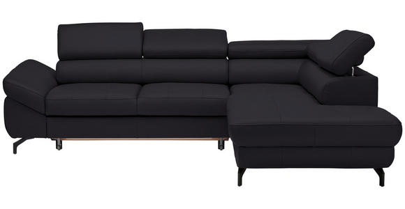 ECKSOFA in Echtleder Dunkelbraun  - Dunkelbraun/Schwarz, Design, Leder/Metall (270/220cm) - Novel