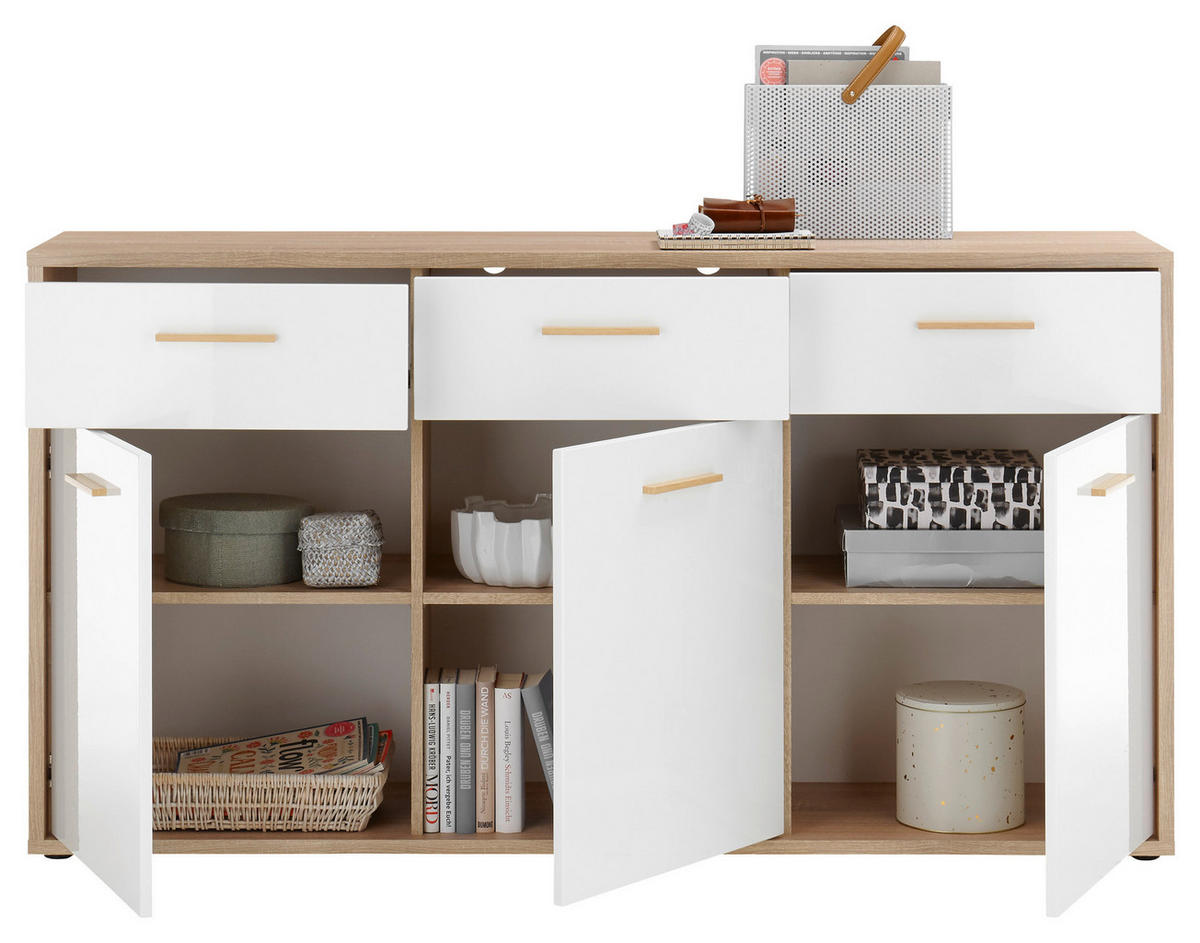 SIDEBOARD  in 160/86/38 cm  - Weiß Hochglanz/Schwarz, Design, Holzwerkstoff/Kunststoff (160/86/38cm) - MID.YOU