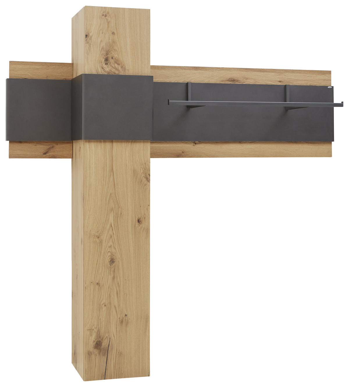 GARDEROBE 2-teilig  in 178/176/39 cm  - Eichefarben/Anthrazit, Natur, Holz/Metall (178/176/39cm) - Voglauer