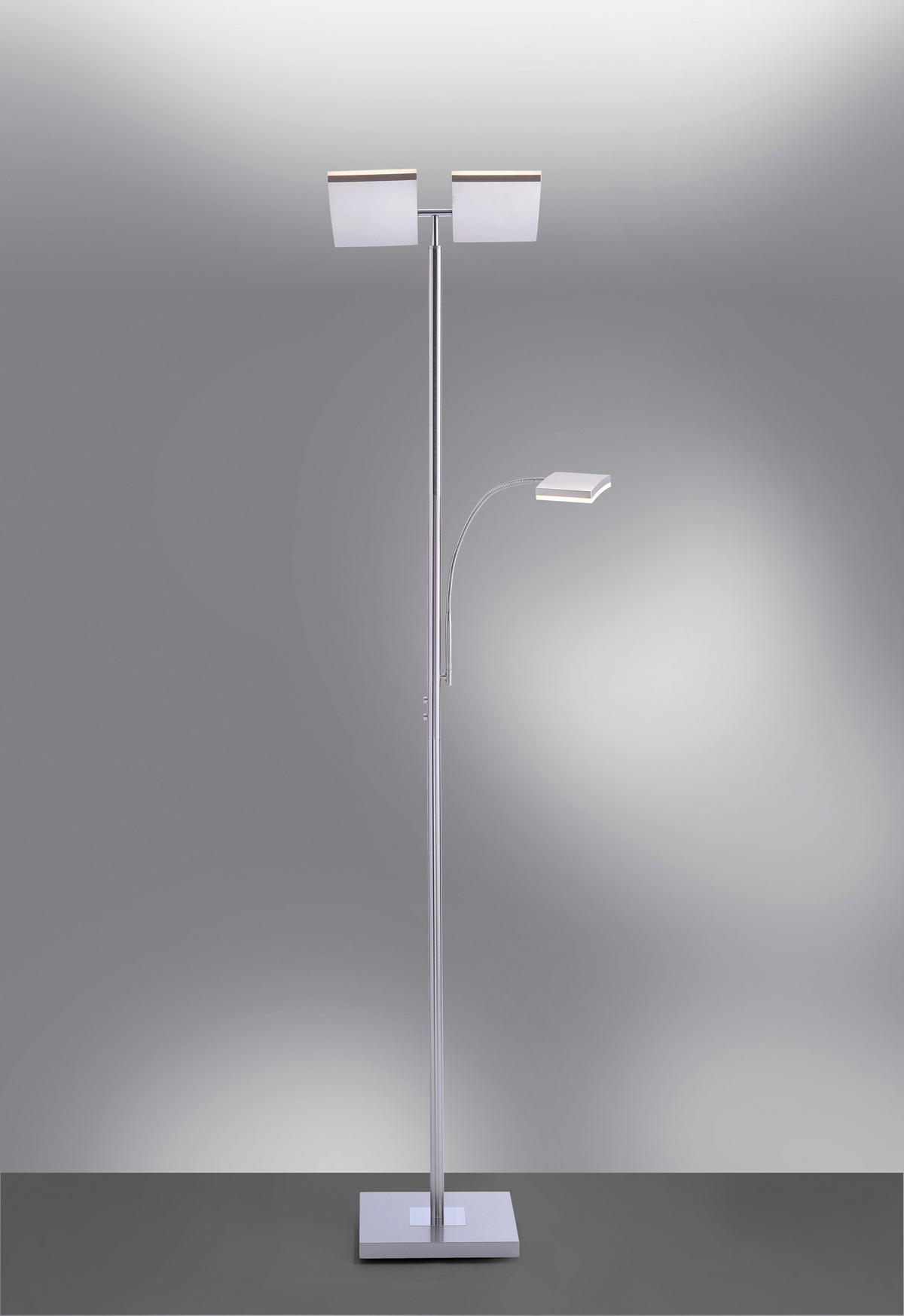 STOJACIA LED LAMPA, 62/61/196 cm - strieborná, Design, kov/plast (62/61/196cm)