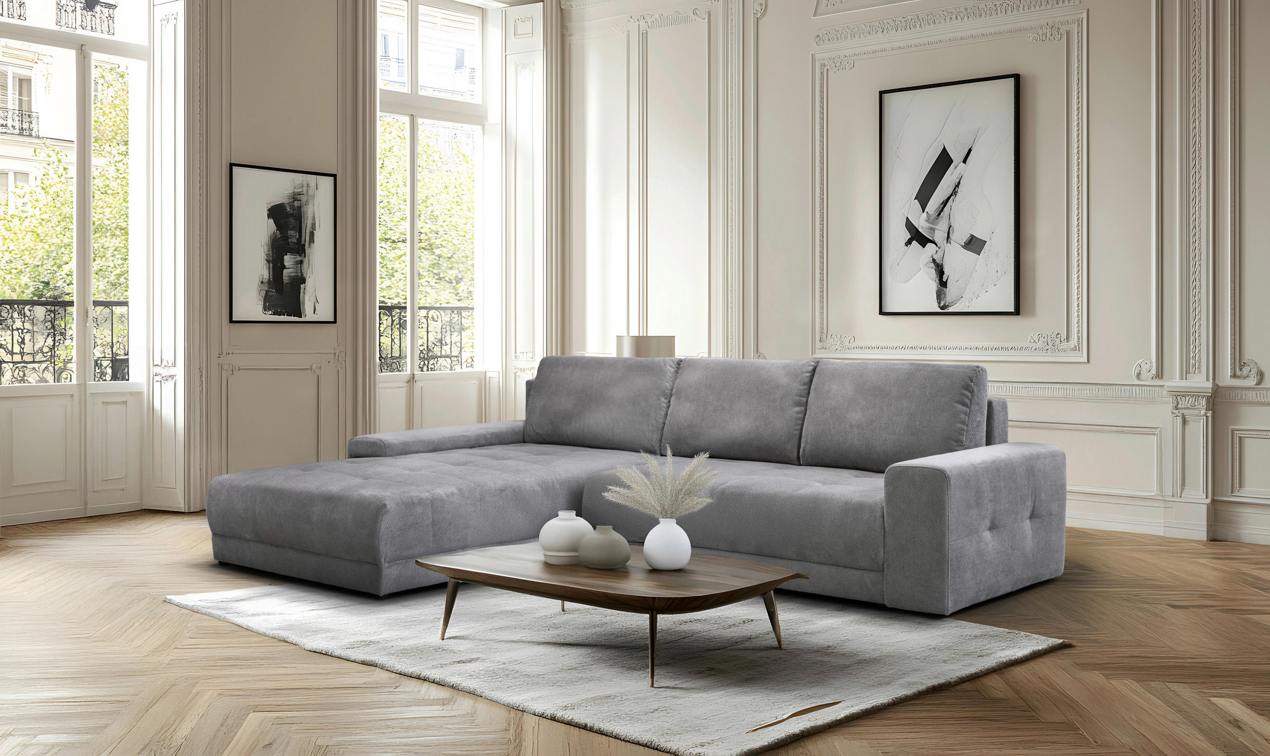 ECKSOFA Hellgrau  - Hellgrau, Trend, Textil (213/208cm) - MID.YOU