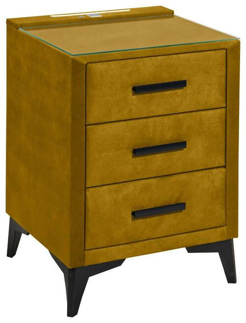 NACHTSCHRANK 47/70/51 cm  - Gelb/Schwarz, KONVENTIONELL, Glas/Kunststoff (47/70/51cm) - Boxxx