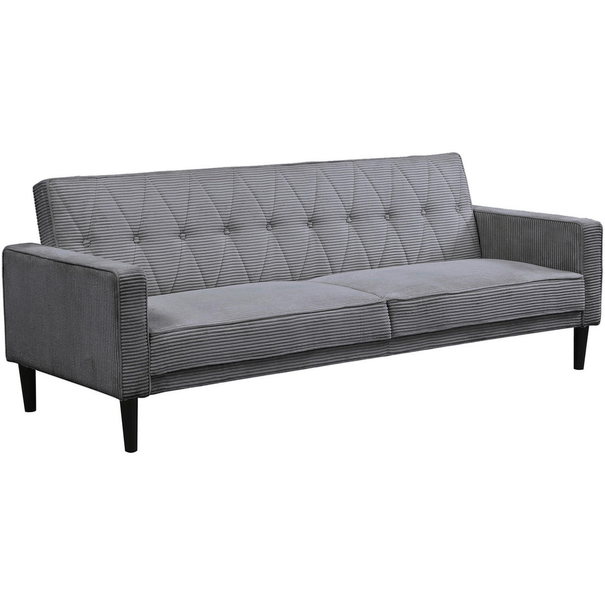 SCHLAFSOFA Cord Grau  - Braun/Grau, Basics, Holz/Textil (213/81/86cm) - Livetastic