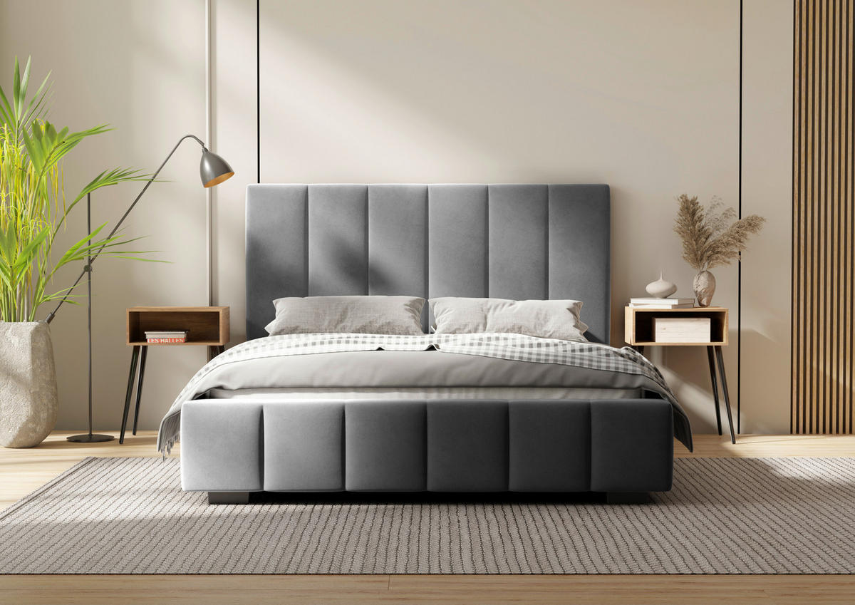 POLSTERBETT 180/200 cm,  in Anthrazit, Lattenrost, Bettkasten,  - Anthrazit/Schwarz, Design, Holz/Kunststoff (180/200cm) - Boxxx