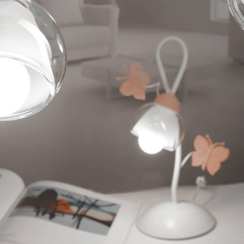 DETSKÁ STOLNÁ LAMPA, 16/37 cm  - pink/biela, Basics, kov/sklo (16/37cm)