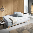 BOXSPRINGSOFA  mit Stoffauswahl, Schlafen auf Sitzhöhe Webstoff Hellgrau  - Eichefarben/Beige, Design, Holz/Textil (202/93/100cm) - Carryhome