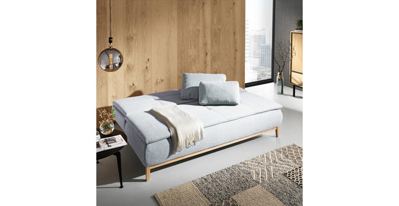 BOXSPRINGSOFA  mit Stoffauswahl, Schlafen auf Sitzhöhe Webstoff Hellgrau  - Eichefarben/Beige, Design, Holz/Textil (202/93/100cm) - Carryhome