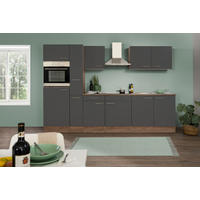 MODULKÖK 300 cm   i grå, ekfärgad  - stålfärgad/vit, Design, metall/trämaterial (300cm) - Respekta