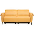 3-SITZER-SOFA  in Echtleder Currygelb   - Currygelb/Schwarz, Design, Leder/Metall (210/79/104cm) - Belluti