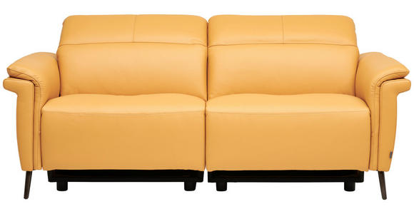 3-SITZER-SOFA  in Echtleder Currygelb   - Currygelb/Schwarz, Design, Leder/Metall (210/79/104cm) - Belluti