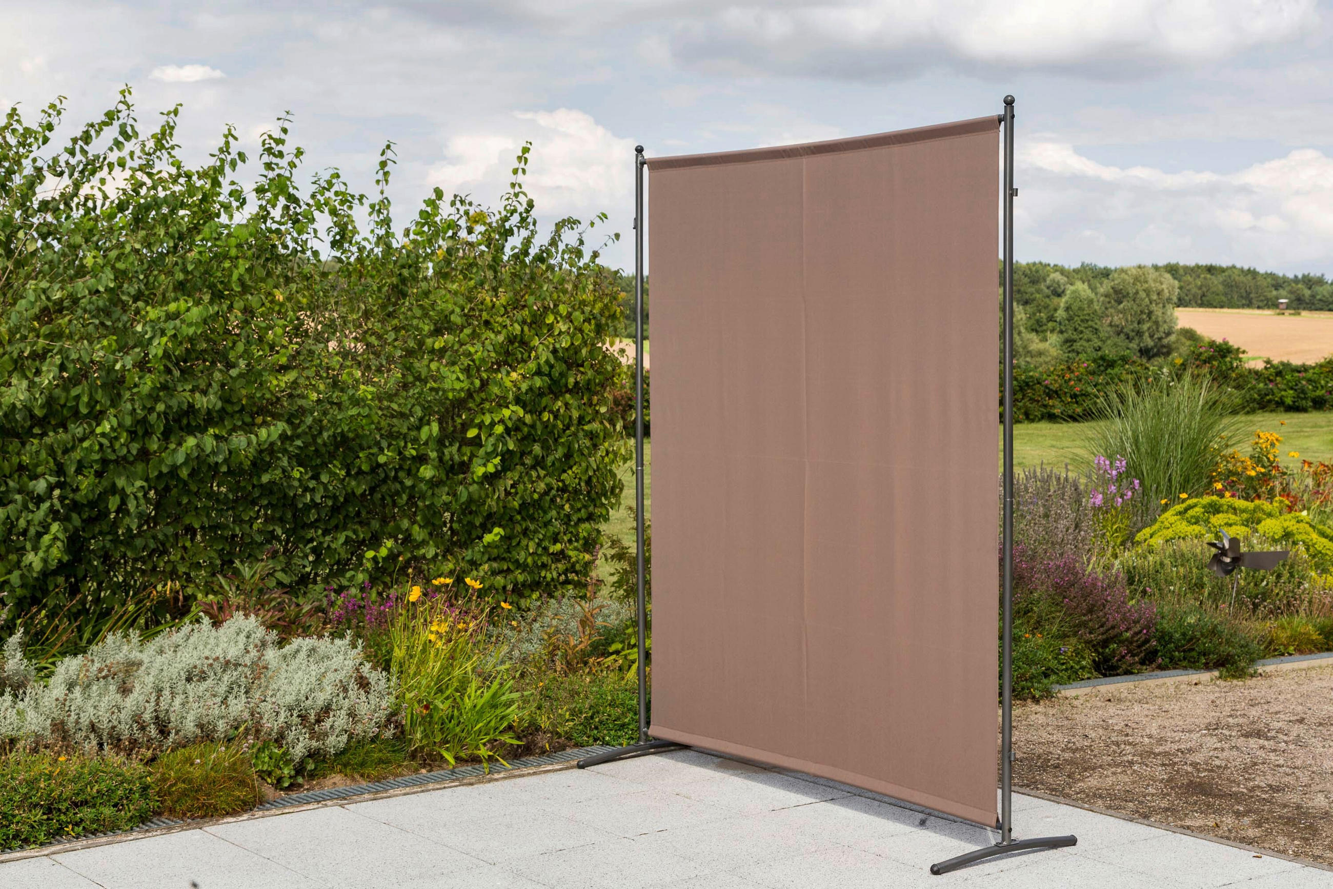 SICHTSCHUTZ - Taupe/Silberfarben, KONVENTIONELL, Textil/Metall (155/188/50cm) - Gardenson