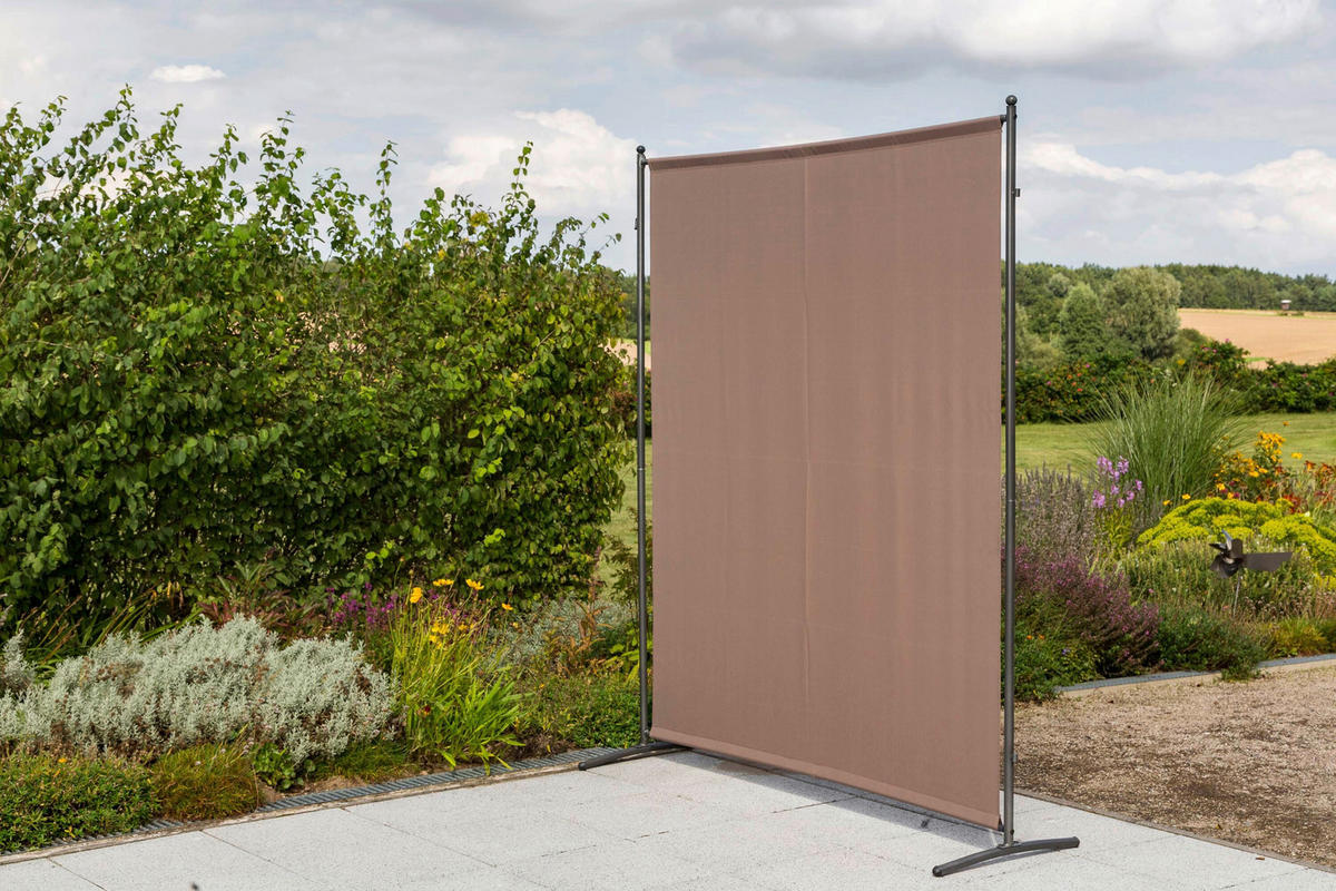 SICHTSCHUTZ - Taupe/Silberfarben, KONVENTIONELL, Textil/Metall (155/188/50cm) - Gardenson