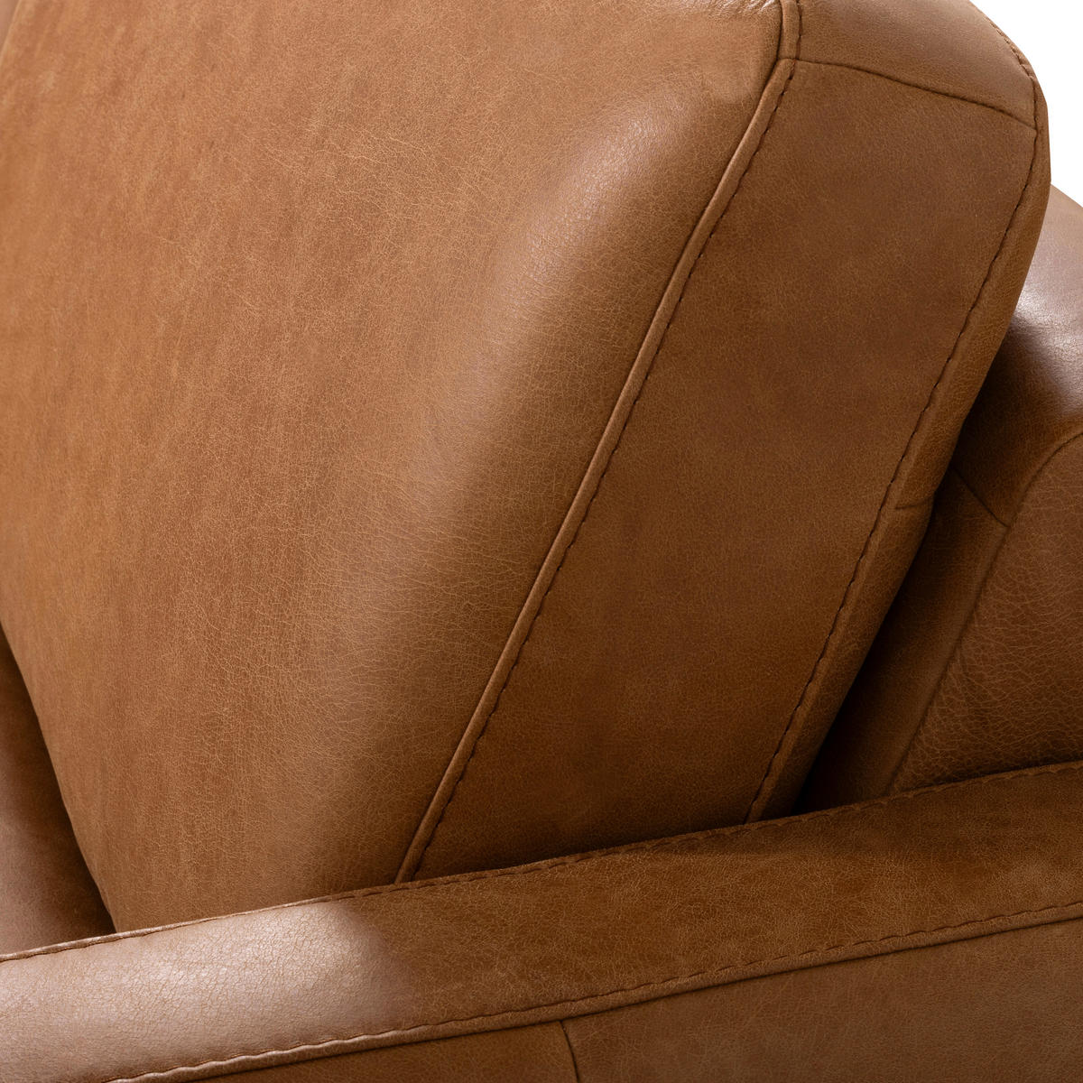 3,5-SITZER SPRING Echtleder Cognac  - Cognac/Schwarzchrom, Design, Leder/Metall (207/85/92cm) - Livetastic