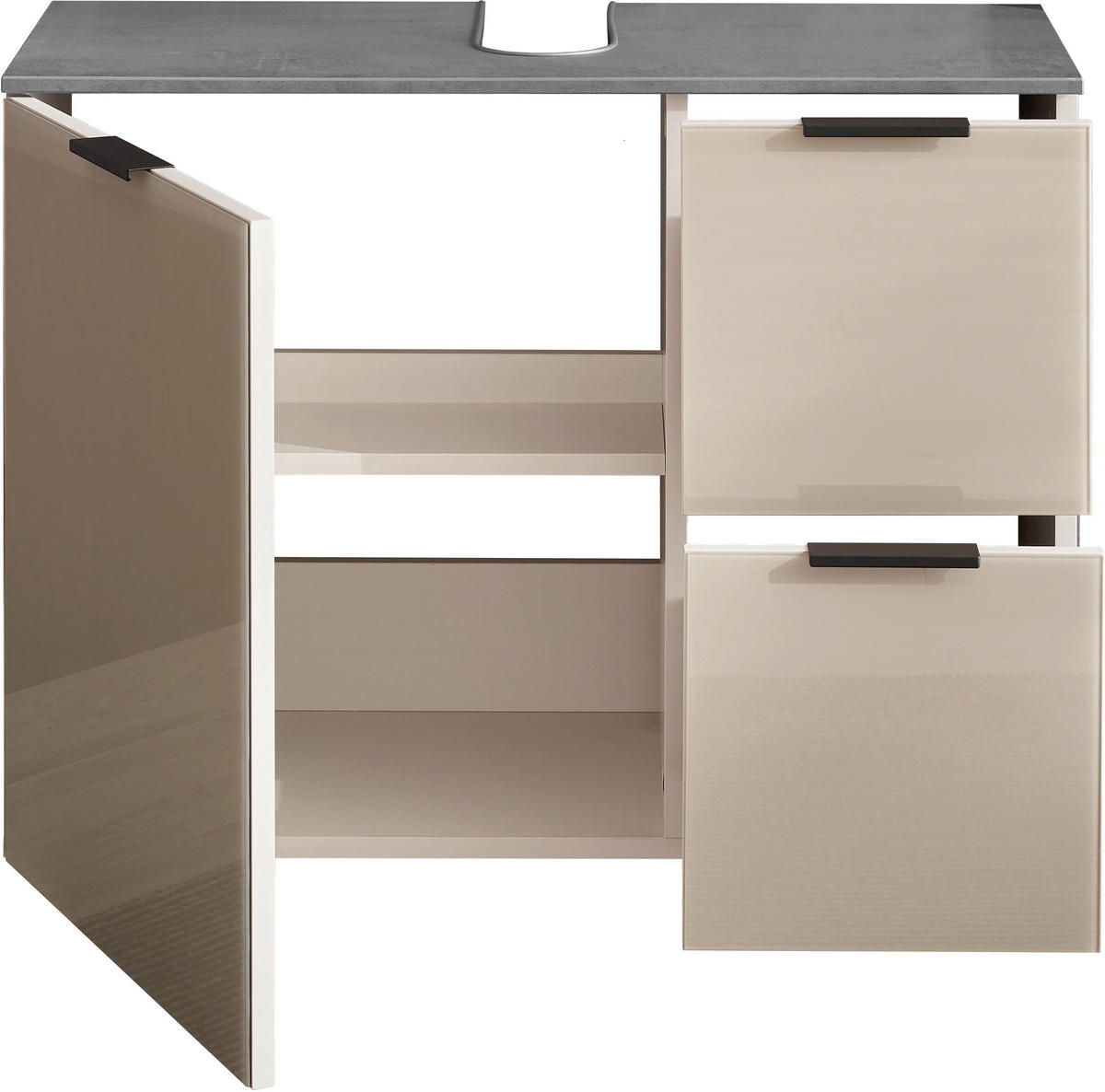 WASCHBECKENUNTERSCHRANK 80/60/35 cm  - Kaschmir/Anthrazit, LIFESTYLE, Glas/Holzwerkstoff (80/60/35cm) - home24