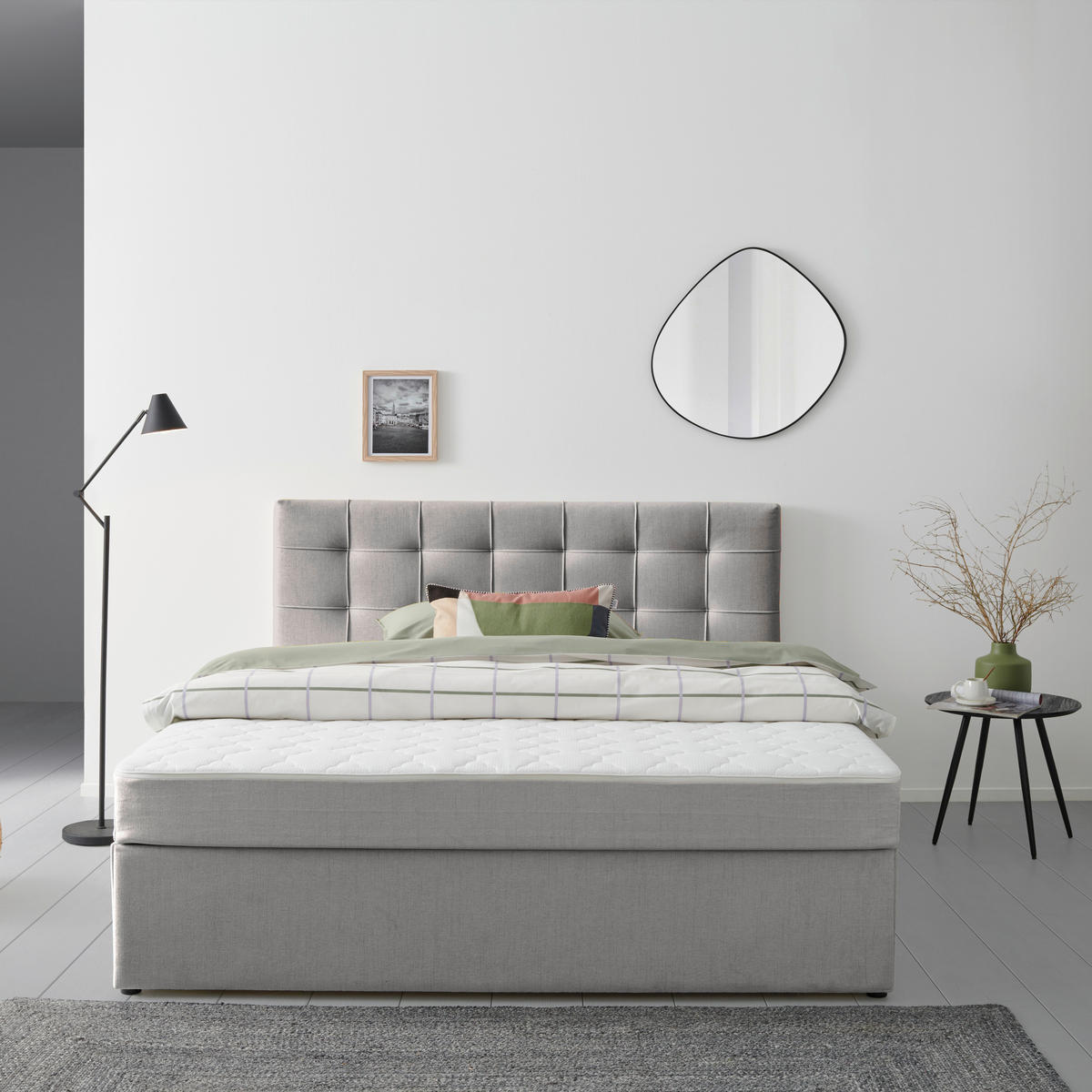 BOXBETT 200/200 cm,  in Grau,  - Grau, MODERN, Holz/Textil (200/200cm) - MID.YOU