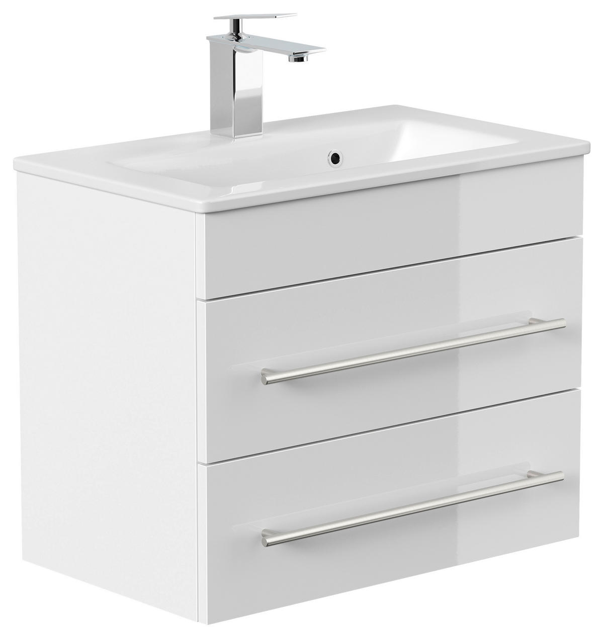 BADEZIMMER  in 60,6 cm  - Weiß Hochglanz/Silberfarben, MODERN, Holzwerkstoff/Metall (60,6cm) - MID.YOU