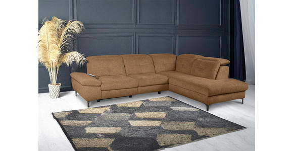 ECKSOFA Terracotta Webstoff  inkl. Rücken echt, Relaxfunktion  - Terracotta/Schwarz, KONVENTIONELL, Textil/Metall (288/225cm) - Carryhome