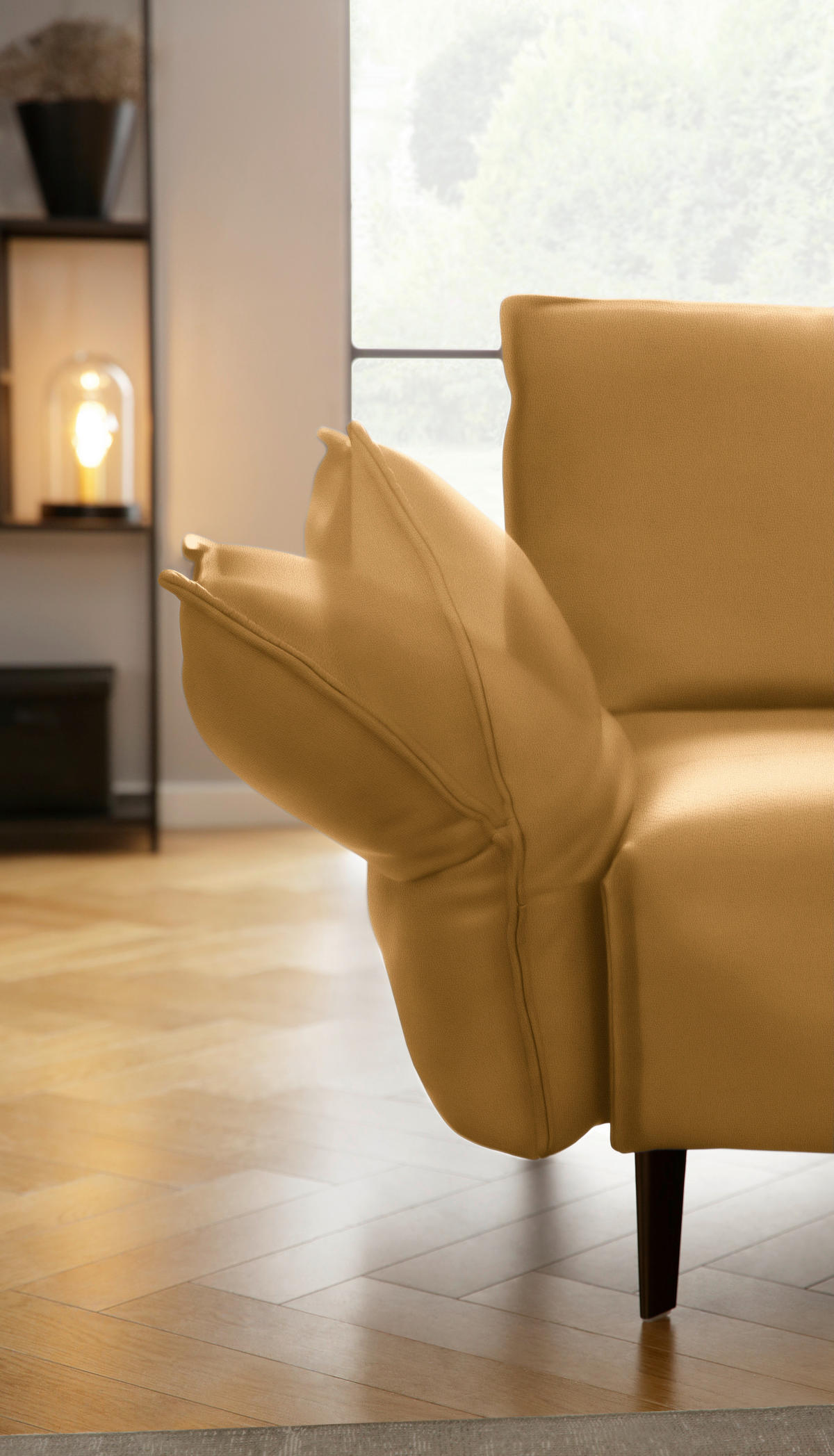 ECKSOFA in Echtleder Currygelb  - Currygelb/Schwarz, Design, Leder/Metall (340/272cm) - W.Schillig