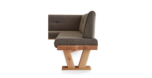 ECKBANK 155/205 cm Jacquard, Flachgewebe Braun Balkeneiche massiv - Eichefarben/Braun, Natur, Holz/Textil (155/205cm) - Moderano