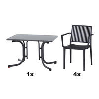 GARTENGARNITUR 3-teilig Stahl  - Anthrazit, Basics, Kunststoff/Metall (70/80/110cm) - Siena Garden