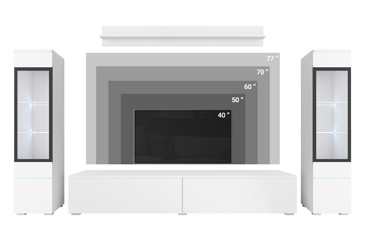 WOHNWAND Vera 4-teilig  in Anthrazit, Kastanieneichefarben  240/130/33 cm  - Kastanieneichefarben/Anthrazit, Trend, Glas/Holzwerkstoff (240/130/33cm)