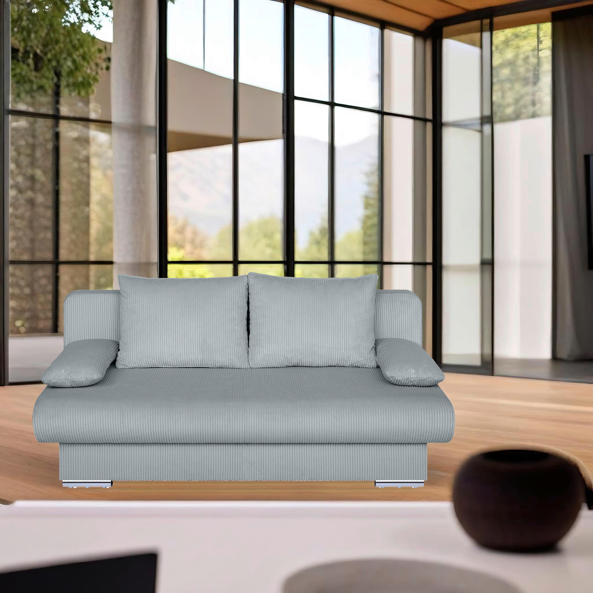 SCHLAFSOFA  mit Liegefunktion, Rücken echt Mintgrün  - Chromfarben/Schwarz, Design, Kunststoff/Textil (193/86/85cm) - P & B