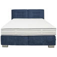 BOXSPRINGBETT 200/200 cm  in Dunkelblau  - Chromfarben/Dunkelblau, KONVENTIONELL, Textil/Metall (200/200cm) - Dieter Knoll